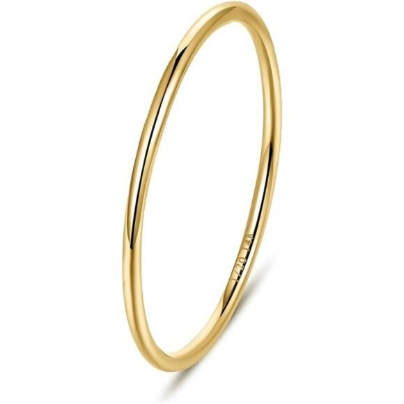 Thin 14K Gold Filled Stacking Ring Dainty Non Tarnish Thumb Pinky Band Size 4 11 - Picture 1 of 7